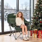 Oversized XL Padded Camping Chair Set of 2 Wide Heavy Duty Lawn Chairs Support 450 LBS Portable Folding Gaint Plus Camp Chair for Outdoor Outside Sports Baseball Soccer-Green