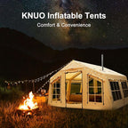 2025 Upgraded Waterproof Inflatable Camping Tent, Large Blow-Up Air Tent, No Assembly Needed Luxury Glamping House, Oxford Fabric