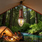 Solar Camping Lights USB Rechargeable Tent Hanging Light Bulb,Portable Outdoor Vintage LED Camping Light,Pendant Emergency Lighting Lantern for Hiking,Backpacking,Fishing,Emergency Outage(Conical)