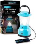Enbrighten LED Large Camping Lantern, Battery Powered, USB Charging, 800 Lumens, 200 Hour Runtime, Carabiner Handle, Hiking Gear, Emergency Light, Blackout, Storm, Hurricane