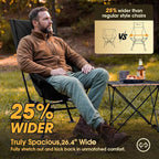MOON LENCE Oversized High Back Camping Chair with Pillow for Adults, Height Adjustable Folding Chair with 400 lbs Capacity, Hidden Pillow Pocket & Wide Seat for Camping, Fishing, Base Camp, Black
