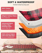 KingCamp 6 Heating Zones Heated Sleeping Bag Pad, 3s Heat-up Portable XL Sleeping Bag Liner for Cold Weather Camping, Hiking, Multi USB Power Supported, Compact Bag Included