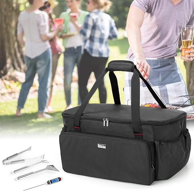 samdew Portable Grill Carry Bag Compatible with Weber 1141001 Go-Anywhere Gas Grill, Outdoor Camp Grill Cover Compatible with Weber 121020 Go-Anywhere Charcoal Grill, Bag Only (Patented Design)