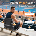 LET'S CAMP Folding Stadium Seat Bleacher Chair with Cup Holder, Mesh Bag and Hide Hooks, Portable Stadium Chair with Back and Cushion