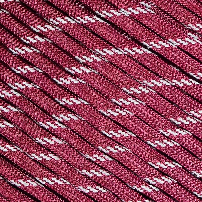 Fluorescent Reflective 550 Type III Guyline Tent Rope Camping Survival Cord High-Visibility Paracord (Reflective Burgundy, 50 Feet)