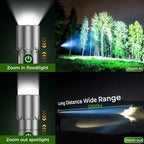 Magnetic Flashlight Rechargeable,2000LM 5000mAh Flashlights High Lumens with 18 Modes,Waterproof, Adjustable,Powerful Flash Light,Multi-Flashlights for Home,Car,Hiking,Camping (1, Silver)