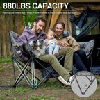 EVER ADVANCED Extra Large Double Camping Chair for Adults, Family Size Padded Folding Camping Love Seat Bench with Side Pocket Portable Camping Couch, Two Person Heavy Duty Folding Outdoor Chair