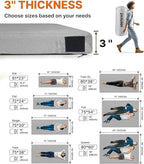 3 Inch Memory Foam Camping Mattress, Dual Layer Thick Sleeping Camp Pad for Car Tent Cot, Roll-Up Portable Glamping Floor Bed for Guests Sleepover