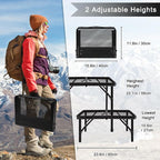jkwokback Grill Table Camping Table Portable Folding Table,Height Adjustable Collapsible with Mesh Desktop,Lightweight Metal Table for Camp, BBQ, Picnic, RV, Outdoor Cooking, Travel