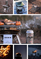 CAMPINGMOON X-MINI Small Size Portable Fire Pit, Mini Stainless Steel Tabletop Fire Pit Charcoal Grills for Camping, Solo Outdoor Cooking, Hiking BBQ Backpacking, with Carry Bag 7.5 inch