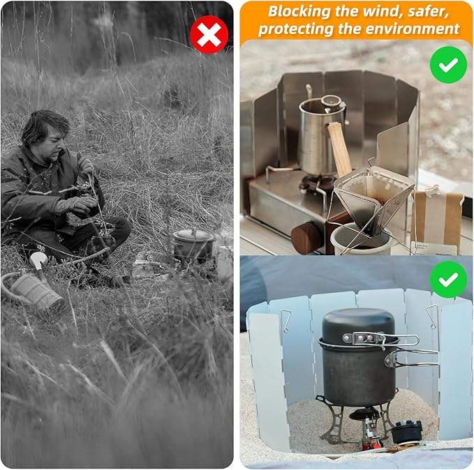 Camping Stove Windscreen Ultralight Folding Camp Stove Windscreen Portable Camping Stove Windshield for Use with Alcohol Stoves and Other Backpacking Stoves Butane Stoves 16 Plates