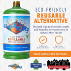 Flame King 1LB EMPTY Propane Cylinder Tank – Refillable – Reusable – Safe and Legal Refill Option – DOT Compliant – 16.4 oz for Camping, Backpacking, and Hiking (4-Pack), Green (YSN164-4)