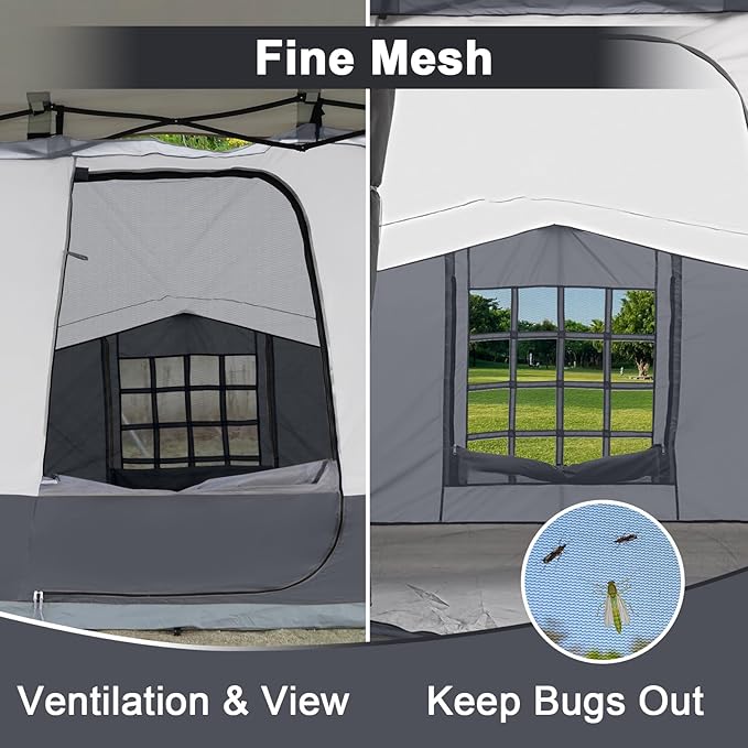 KAMPKEEPER Canopy Side Tent, Camping Canopy Tent for 10x10 Pop Up Canopies, Cube Tents, Gazebo Room Compatible with 10' Wide Canopies(Canopy Not Included)