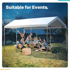 ADVANCE OUTDOOR 10x20 ft Heavy Duty Carport Potable Car Canopy Garage Party Tent Boat Shelter, Adjustable Height from 9.5 ft to 11 ft, White