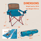 Kelty Deluxe Lounge Chair – Folding Outdoor Camp Chair, Insulated Cupholders, Customized Recline, Steel Frame, Padded Roll Storage, 2024 (Deep Lake)
