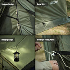 REDCAMP Large Hammock Hot Tent with Stove Jack, Waterproof & Windproof Winter Wall Tent with Snow Skirt, Ultralight 4 Season Tents for Camping, Hiking, Bushcraft, Backpacking, Hunting