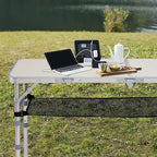 Tri-fold Folding Picnic Table,Outdoor Camping Table Lightweight Portable Aluminum Outdoor Table with Adjustable Heights with Carry Handle,for Outdoor Indoor Hiking Camp BBQ Beach (White, 3ft)
