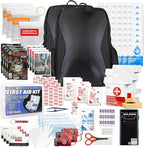 Earthquake Kit - 72 HRS Essential Emergency Survival Kit, Heavy Duty 72 Hour Bug Out Bag Survival Kit for Earthquake, Hurricane, Tsunami - Include Emergency First Aid Kit, Water, Food (Black 4P)