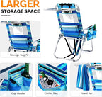 VINGLI Tall Beach Chair 2 Pack Lightweight, Backpack Beach Chair for Adults with 5-Position, Cooler Bag, Cup Holders, Towel Bar, Lightweight Folding Beach Camping Chairs