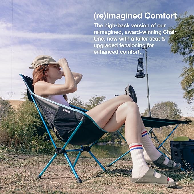 Helinox Chair One Highback (re) High-Performance Camping Chair,2.6lbs, Camping Chairs High Back, Packable, Portable Chair for Backpacking, Camping, Hiking, Travel, Biscay Green