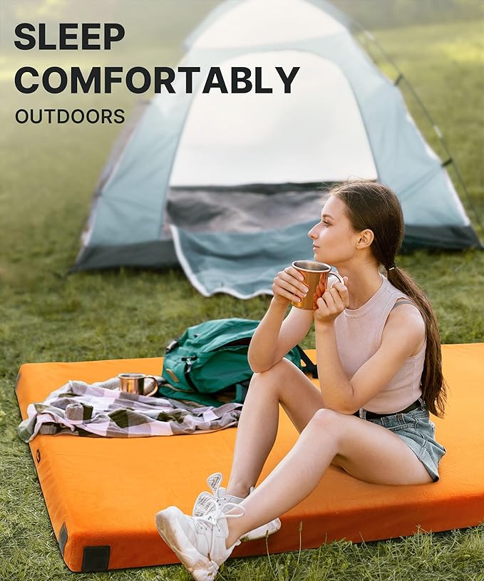 4 INCH Extra Thick Memory Foam Camping Mattress, 30D Foam Camp Pad for Car Tent Cot, Roll Up Mattress for Guests Sleepovers RV Truck Camper