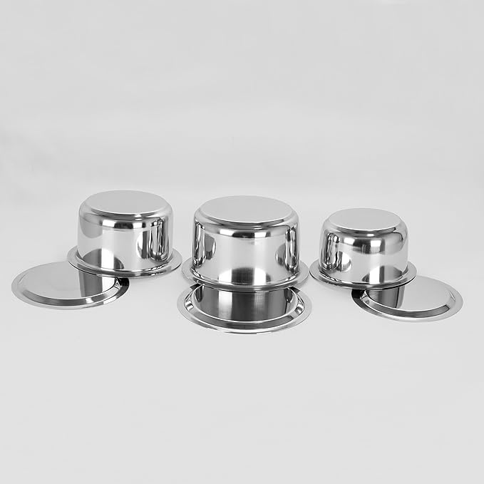 Sumeet Stainless Steel Cookware Set With Lid, 1L, 1.4L, 1.8L, 3 Piece (White)