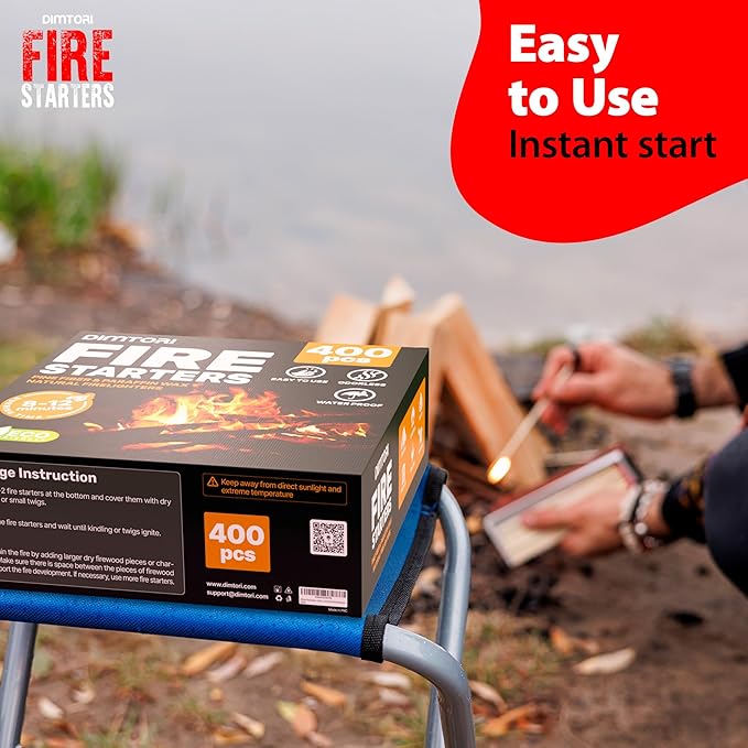 400 pcs Fire Starter - Natural Fire Starters for Campfires, Fire Pit, Pizza Oven, Fireplace, Smoker, BBQ, Pellet Stove & Wood - Fire Starters for Grill, Charcoal Starter