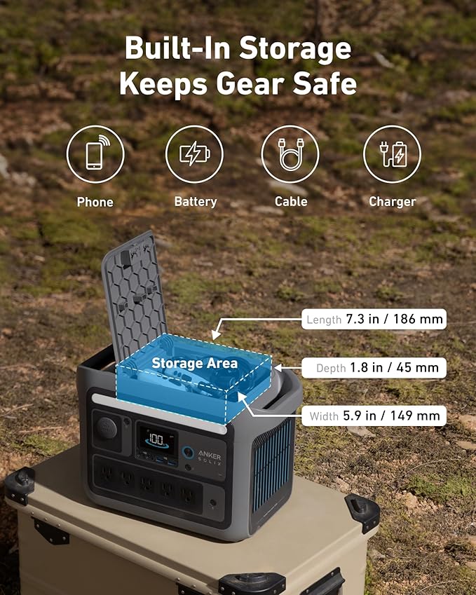 Anker SOLIX C800 Portable Power Station with 100W Solar Panel, 1200W (Peak 1600W) Solar Generator, Full Charge in 58 Min, 768Wh LiFePO4 Battery for Outdoor Camping, RVs, Road Trip, and Power Outages