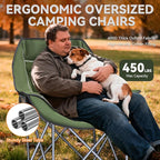 Heated Oversized Camping Chair for Adults Portable Folding Padded Chair with 3 Heat Levels Cup Holder Side Pocket and Carry Bag for Camping Outdoor Sports Picnic Lawn Supports up to 450lbs
