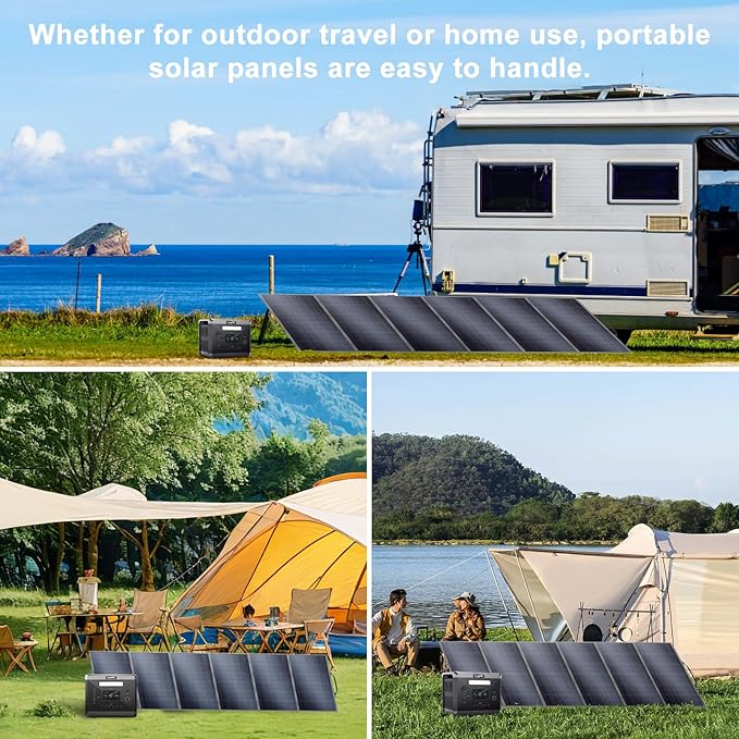 SolarPlay 400W Portable Solar Panel with Adjustable Kickstands, Foldable Solar Panel for Power Station, RV, Camping, Power Backup, Outdoor Generators, Blackout