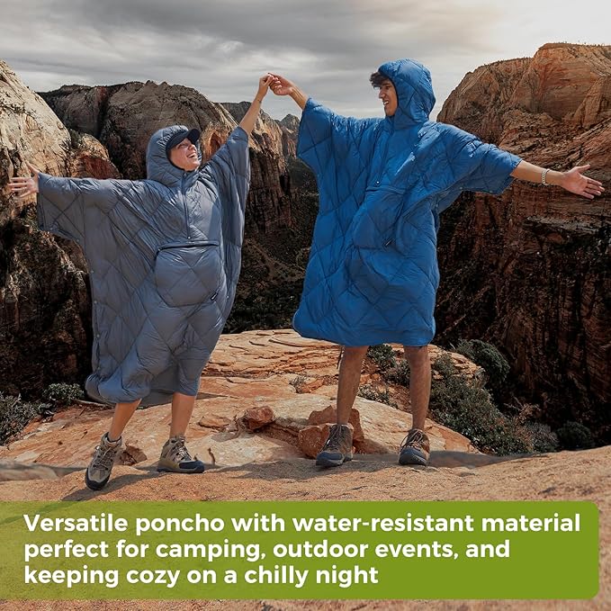 ATEPA Wearable Sleeping Bag, Recycled Warm Winter Camping Blanket Wearable Poncho for Outdoor, Stadium Sports Women Men