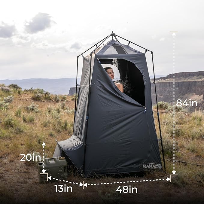 Kakadu Outback Shower Tent, Portable Privacy Shelter, Outdoor Camping Toilet Tent, Changing Room, Sturdy, Easy Setup - with LED Light, Carry Bag, Towel Rod