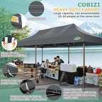 COBIZI 10x30 Pop Up Heavy Duty Canopy with 8 Sidewalls and Hexagonal Legs, Easy up Tent for Party, Wedding and Commercial, Outdoor Canopy with Roller Bag, Sand Bags, Waterproof & UPF50+ (Gray)