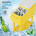 VINGLI 80 Quart Rolling Ice Chest, Portable Patio Party Bar Drink Cooler Cart, with Shelf, Beverage Pool with Bottle Opener