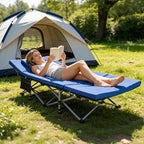 LILYPELLE Folding Camping Cot, Extra Wide Heavy Duty Sleeping Cots with Carry Bag, Double Layer Oxford Portable Travel Camp Cots for Home, Office Nap and Outdoor Beach
