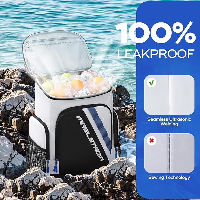 Maelstrom Backpack Cooler,36 Can Cooler Backpack,Soft Cooler Bag Insulated Leakproof,Lightweight Ice Chest Backpack,Travel Cooler Lunch Backpack for Camping,Hiking,Beach