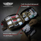 EVERLIT Advanced Trauma Kit, CAT GEN-7 Tourniquet, TCCC Compliant, Mil-Spec Nylon Laser Cut Pouch with 36" Splint, Military Combat Tactical IFAK for Emergency Bleeding Control