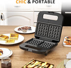 Sunvivi 3 in 1 Electric Sandwich Maker: Panini Press Grill and Waffle Iron Set, Grill and Sandwich Press with Removable Non-Stick Plates, Indicator Lights & Cool Touch Handle, 800W, Silver