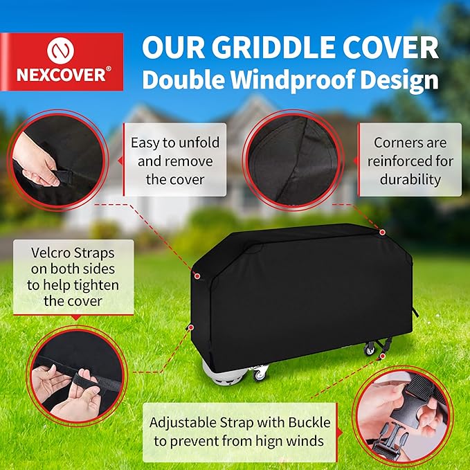 NEXCOVER Griddle Cover for Blackstone 36 Inch Griddle, Water-Proof Heavy Duty Material, Flat Top Grill Cover with Support Pole for Camp Chef 600 and More 4-Burner Griddle