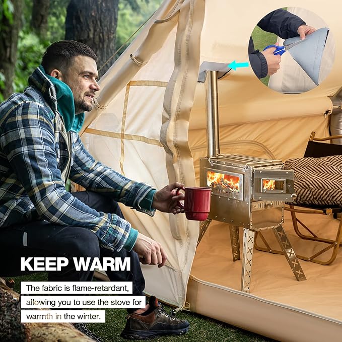 Yoleny Inflatable Tents for Camping with Stove Jack, 8-10 Person Blow Up Tent, Easy Setup with Hand Pump, Portable 130 Square Waterproof Camping Tent