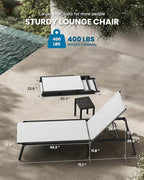 Foldable Pool Lounge Chairs, Aluminum Chaise Lounge Outdoor with 5 Positions Recliner - Free Assembly - Patio Lounge Chair for Poolside, Beach (White 1Pack)