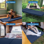 Memory Foam Camping Mattress Pad 3 Inch Thick, Portable Sleeping Pad with Waterproof Cover, Portable Roll Up Cot Mattress Pad Floor Mat for Travel Truck Bed Tent 72" x 24"x 3"