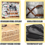 Wicker Picnic Basket Kit Set For 2 Adults With Blanket And Folding Wine Table,Multifunctional Picnic Set Insulated Portable Big Storage Capacity Full Tablewares,Camping,Outdoor,Christmas,Wedding,Gifts