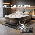 Full Air Mattress with Built-in Pump, 18" Raised Blow Up Mattress, 600 lbs Max Honeycomb Air Bed, 48Hr Leak-Proof Test, 3min Inflatable Mattress for Home, Guests, Camping, Colchones inflables