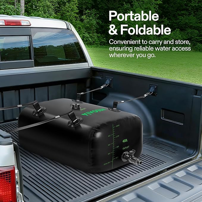 VIVOSUN 400 L/106 Gal Water Storage Bladder, Foldable and Portable Water Tank, Water Storage Bag Containers for RV, Camping, Garden, Irrigation, Drought Resistance, Firefighting