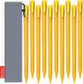 10-Pack Plastic Tent Stakes – 12-Inch Heavy Duty Canopy Anchoring Pegs for Camping, Gardening, Landscaping, Backpacking – Lightweight, Rust-Proof, Reusable Camping Stake