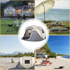 4 Person Easy Pop Up Tent for Camping,Waterproof Automatic Setup 2 Doors-Instant Family Tents with Vestibule & Porch, Large Size Family Tent Automatic Setup for Camping Hiking & Traveling