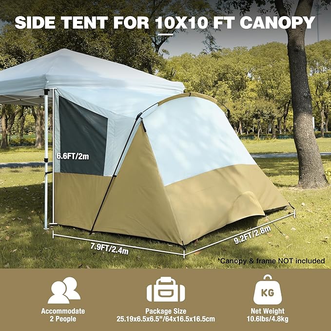 REDCAMP Canopy Camping Tent for Pop Up Canopy Tent, Inner Tent Converts Straight Leg 10'x10' or 10'x20' Canopy into Camping Tent, Fits 4-6 Person(Frame/Shelter NOT Included)
