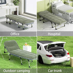 Folding Bed with Thick Cotton Mattress, 6-Position Adjustable with Side Pocket Single Person Portable Cot Chair for Bedroom Living Room Office, Outdoor Foldable Camping Cot(190 * 65 * 33cm)