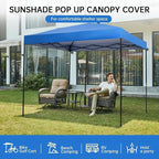 10×10FT Canopy Tent Replacement Top, Instant Pop Up Canopy Straight Leg Replacement Cover for Outdoor Garden Picnic, Camping(Blue, 10x10FT)